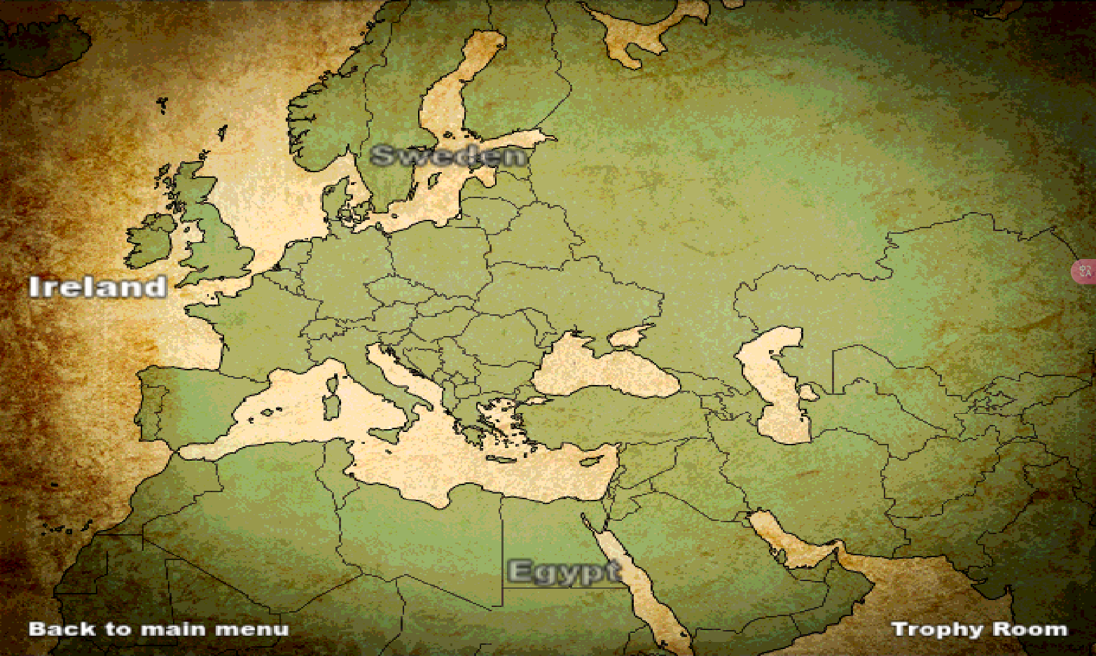 Game map showing locations